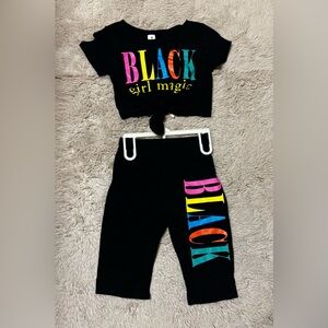 M&M'S Black Bike Shorts Set Size Small with Colorful Lettering